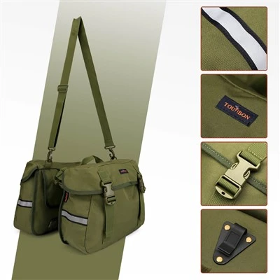 Green Canvas Bicycle Double Pannier Bag high quality
